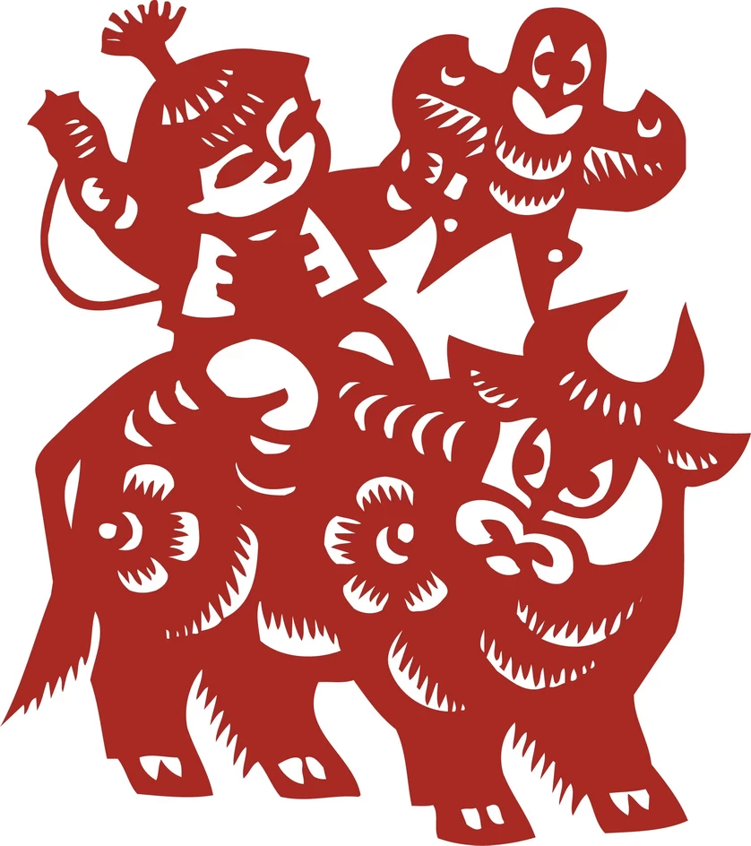 中国风中式传统喜庆民俗人物动物窗花剪纸插画边框AI矢量PNG素材【2569】